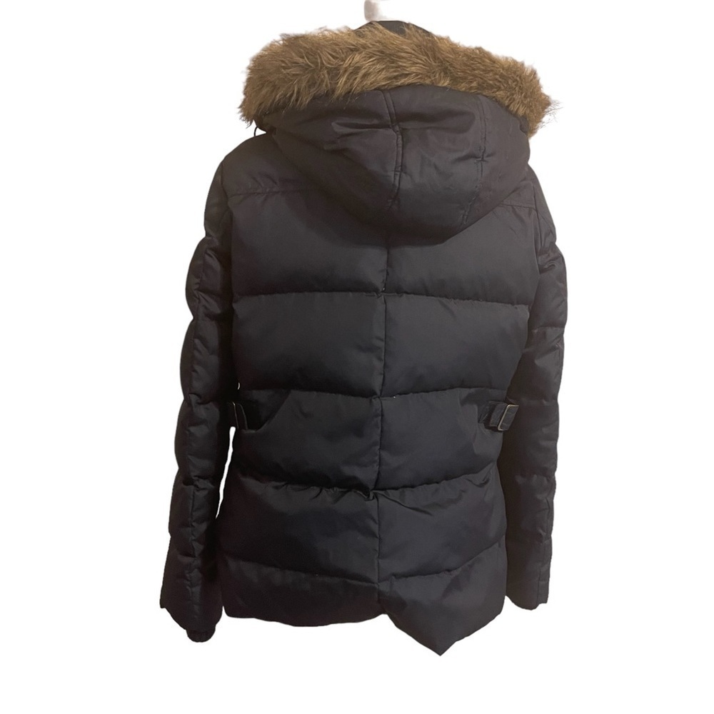 Women’s TOMMY HILFIGER Navy Blue Down Puffer Coat Jacket Fur Hood - Picture 6 of 7